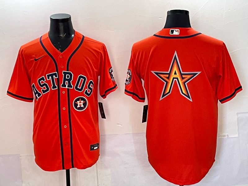 Men 2025 Houston Astros Blank Orange Nike MLB Jersey style 065